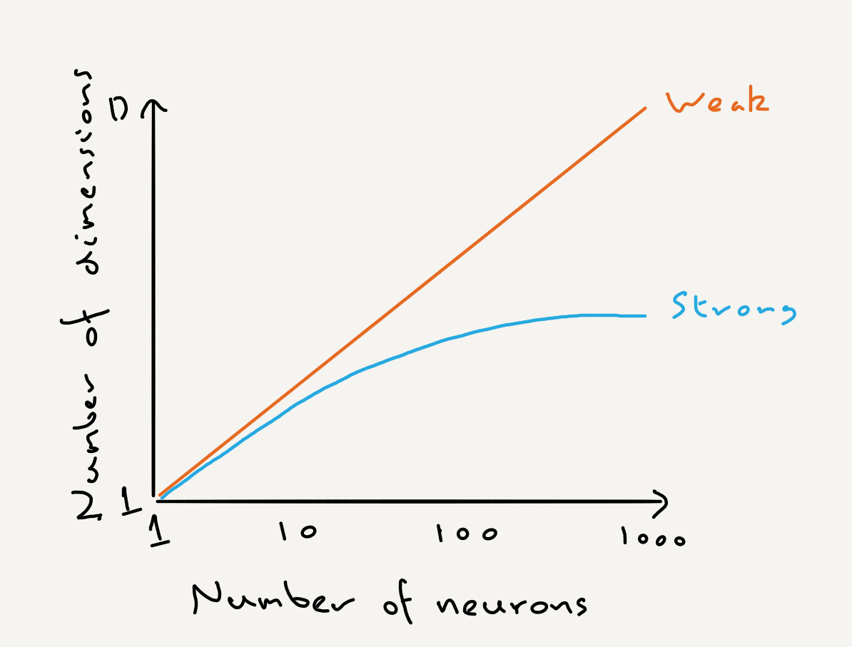 Strong and weak principles of neural dimension reduction