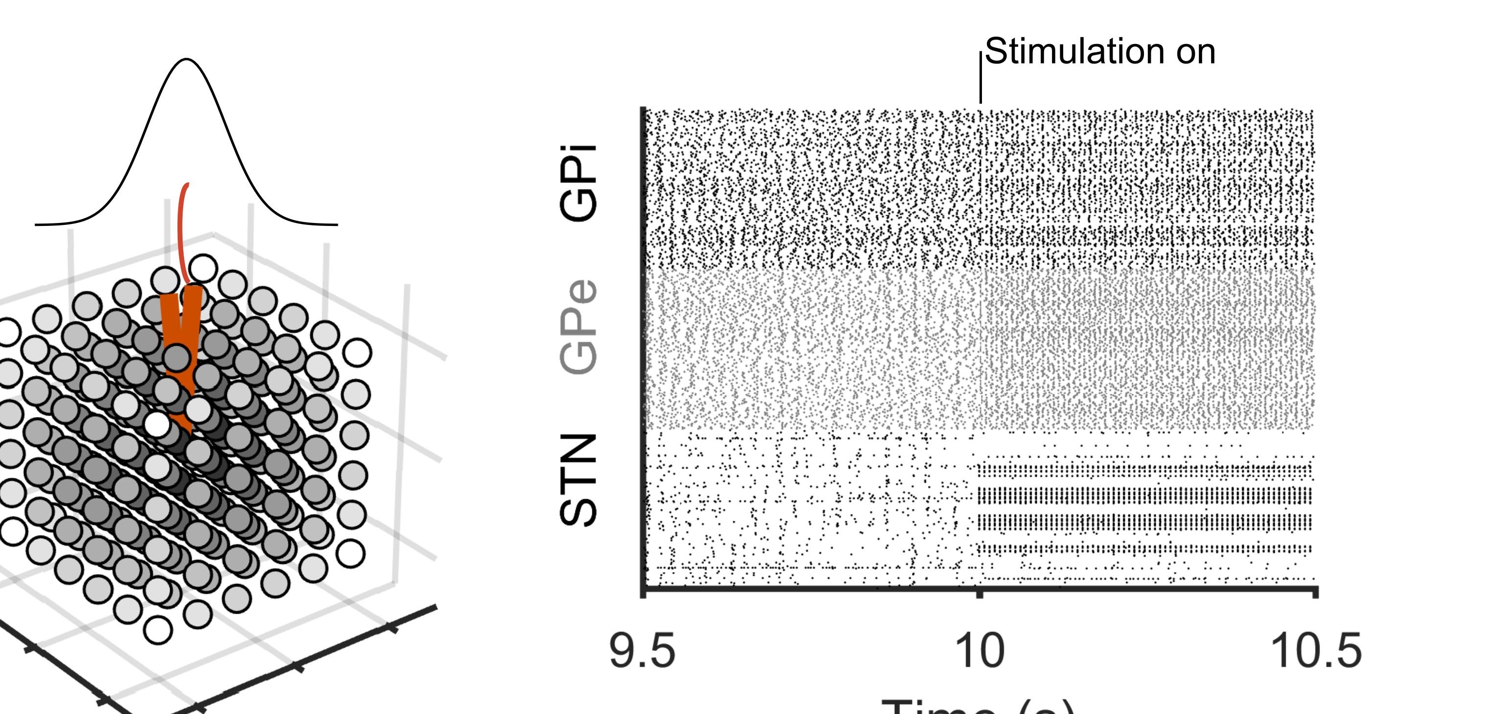 Spiking neuron model of the basal ganglia